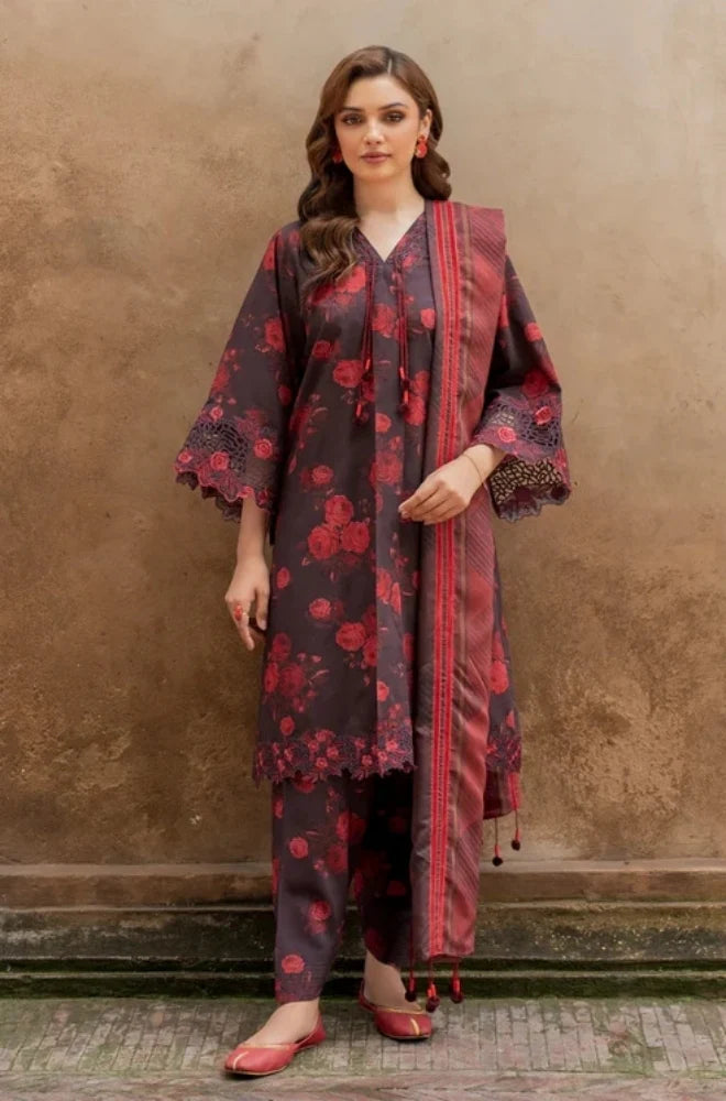 3PC Unstitched Printed Khaddar Shirt with Printed Khaddar Dupatta and Same Printed Trouser - RC 1511