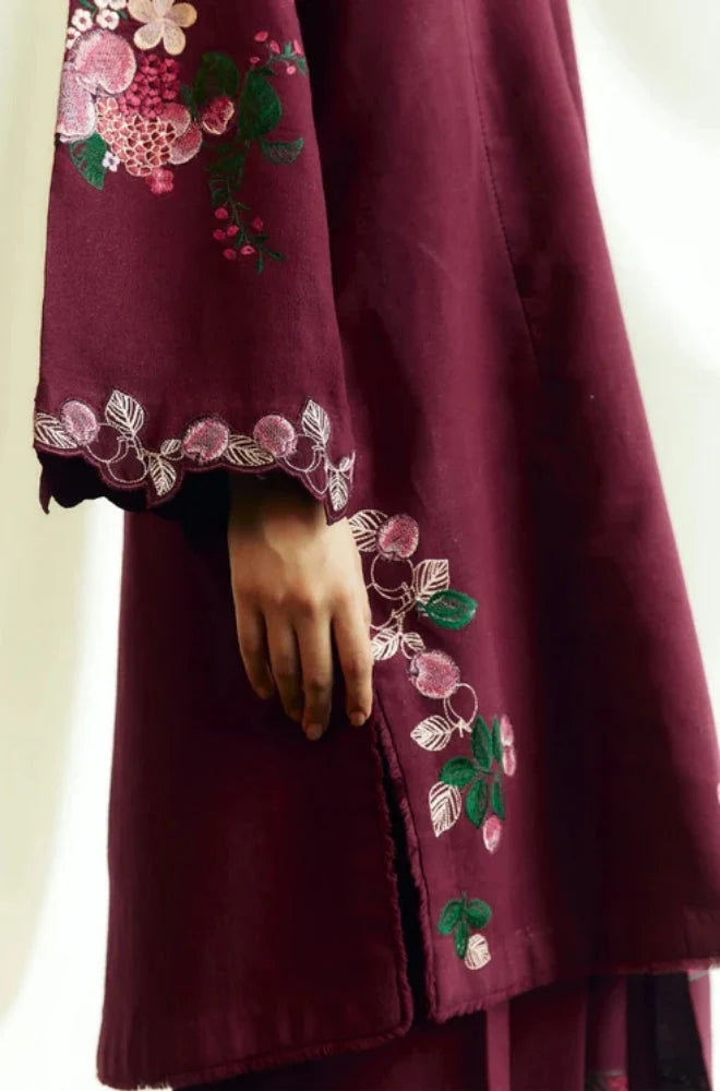 Zara Shah Jahan - 3PC Unstitched Dhanak Embroidered Shirt with Printed Shawl and Trouser - RC 1113