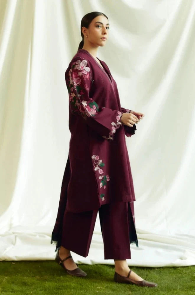 Zara Shah Jahan - 3PC Unstitched Dhanak Embroidered Shirt with Printed Shawl and Trouser - RC 1113