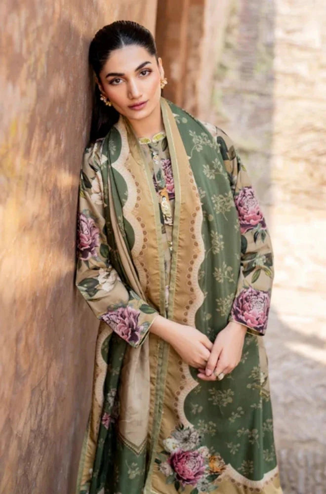 3PC Unstitched Printed Khaddar Shirt with Printed Khaddar Dupatta and Same Printed Trouser - RC 1515