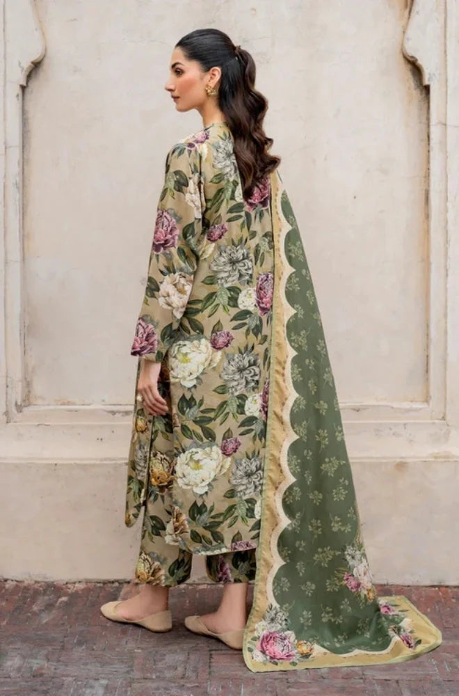 3PC Unstitched Printed Khaddar Shirt with Printed Khaddar Dupatta and Same Printed Trouser - RC 1515