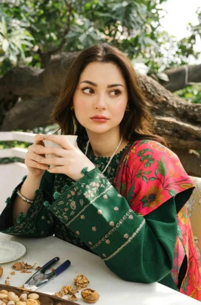 Zara Shah Jahan - 3PC Unstitched Dhanak Embroidered Shirt with Printed Shawl and Trouser - RC 1117