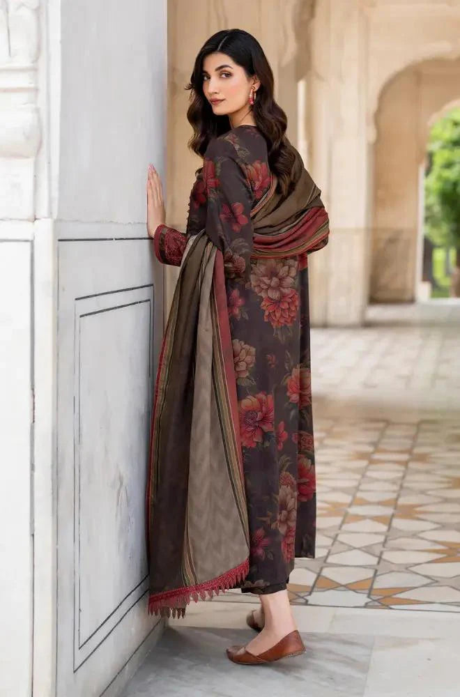 3PC Unstitched Printed Khaddar Shirt with Printed Khaddar Dupatta and Trouser - RC 1519