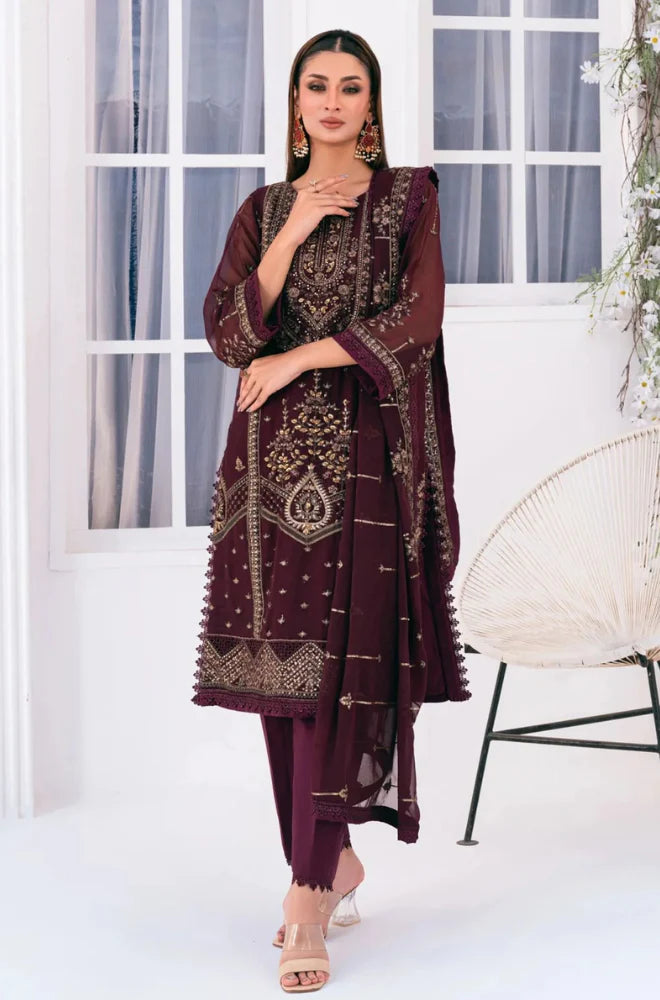 Formal Collection - Noorma Kaamal - Lallaria Embroidered Chiffon Suit Unstitched - RC 1319