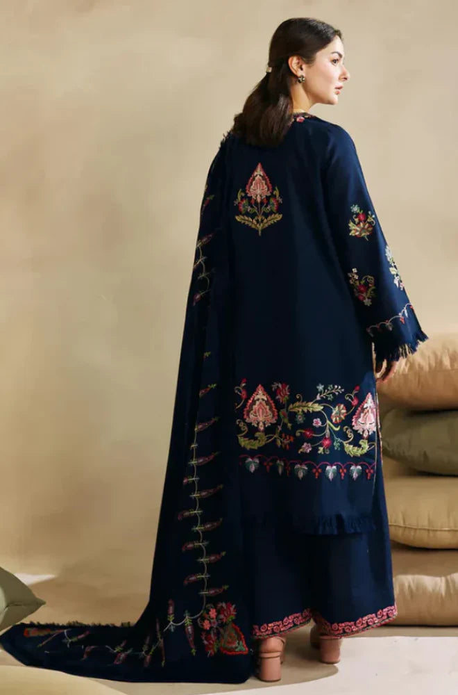 Zara Shah Jahan - 3PC Unstitched Dhanak Embroidered Shirt with Digital Printed Dhanak Shawl and Trouser - RC 1126