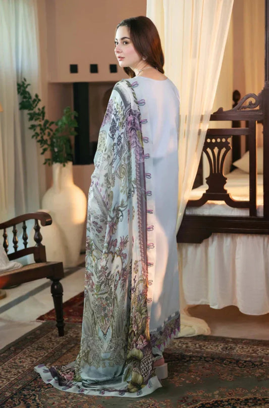 Lawn 3PC Unstitched Embroidered Shirt with Printed Chiffon Dupatta - RC 1019