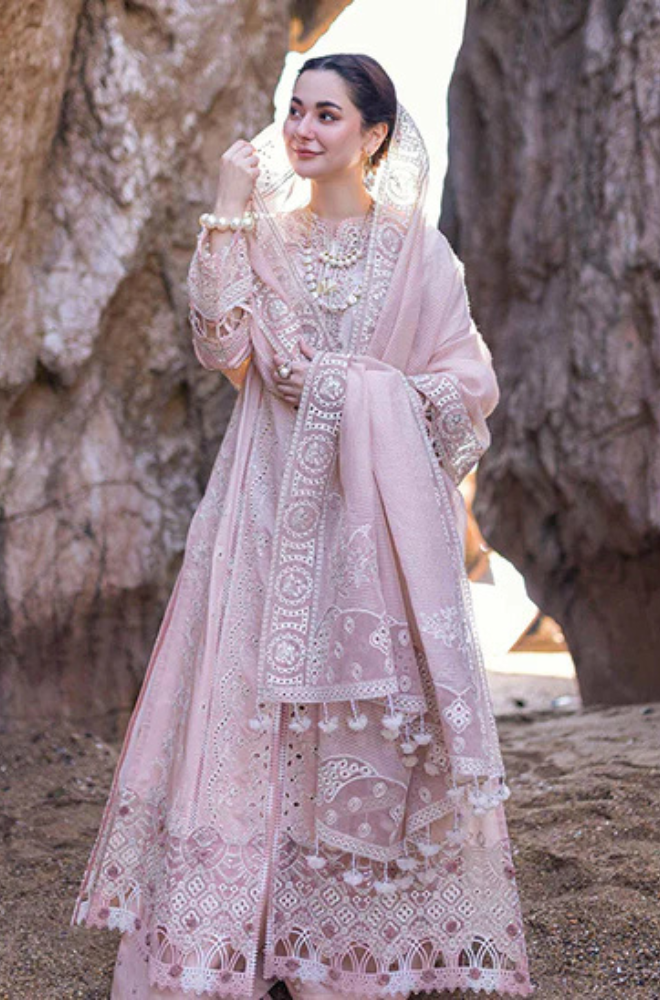 Qalamkaar - 3PC Unstitched Lawn Heavy Embroidered Shirt with Embroidered Khadi Net Dupatta - RC 1027