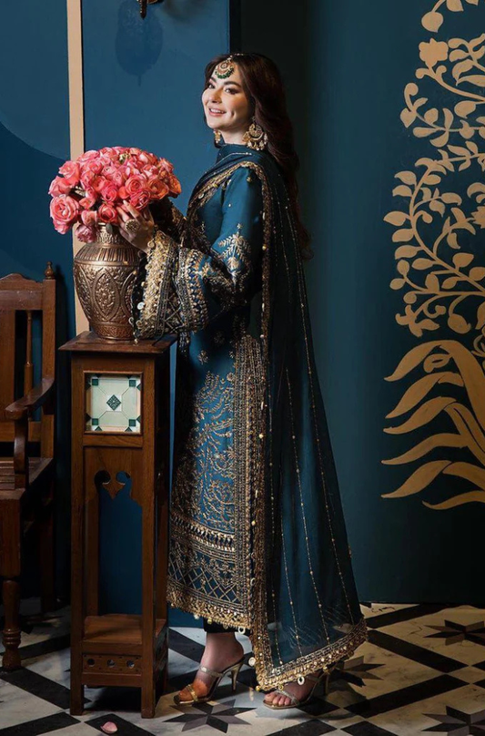 3PC Unstitched Heavy Embroidery Dress With Chiffon Embroidery Dupatta - RC 1366