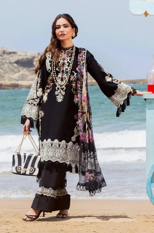 Lawn 3PC Unstitched Embroidered Shirt with Printed Chiffon Dupatta - RC 1004