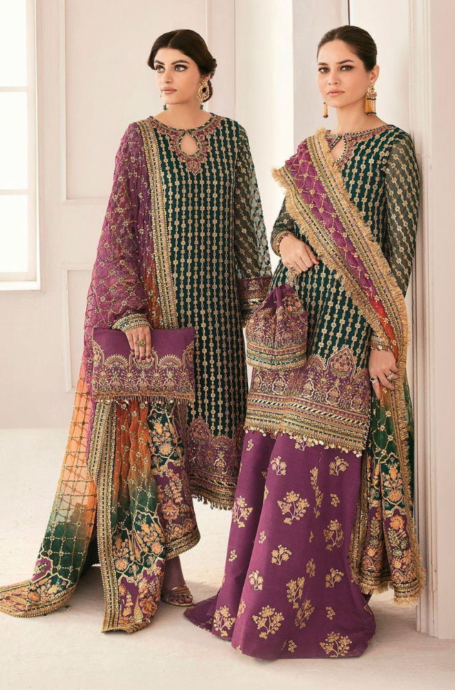 3PC HEAVY EMBROIDERED UNSTITCHED WEDDING DRESS - RC 1332