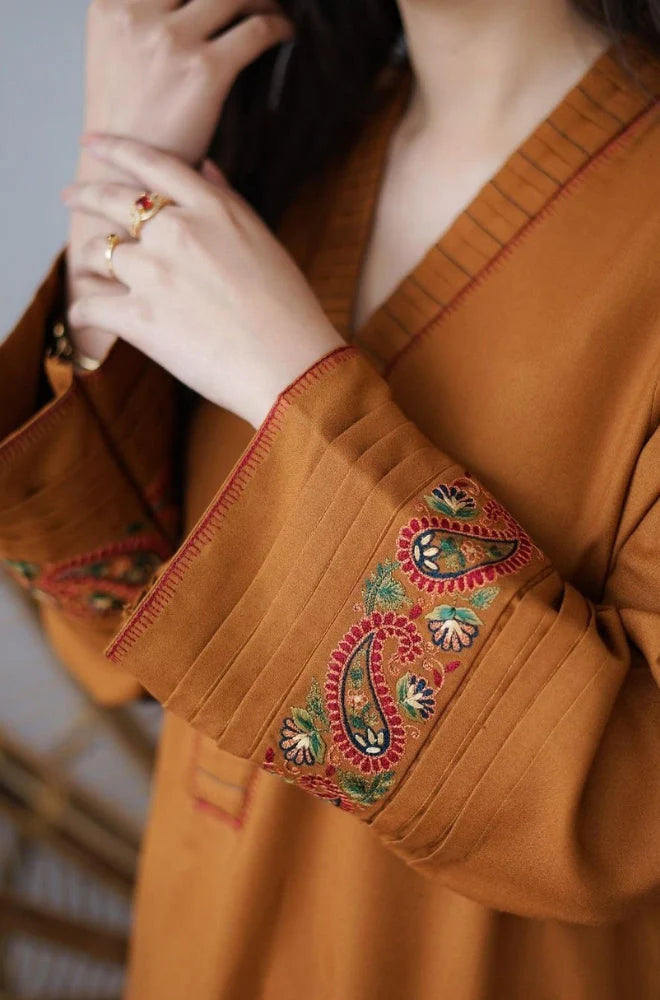 3PC Unstitched Dhanak Embroidered Shirt with Embroidered Dupatta and Trouser - RC 1135