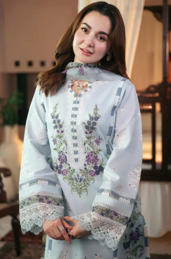-Jade - Lawn 3PC Unstitched Embroidered Shirt with Printed Chiffon Dupatta - RC 1019