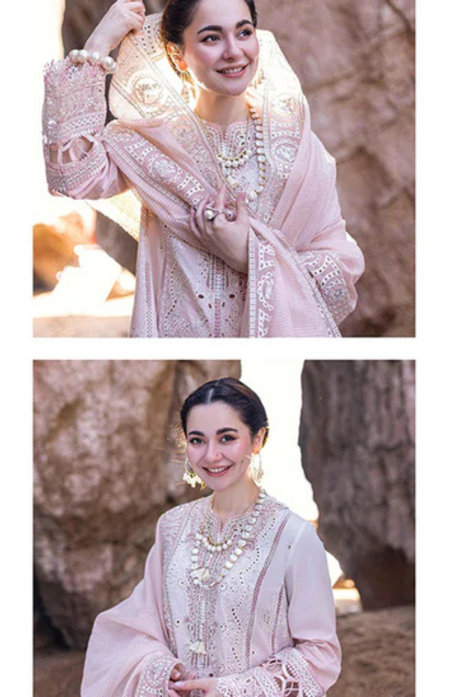 Qalamkaar - 3PC Unstitched Lawn Heavy Embroidered Shirt with Embroidered Khadi Net Dupatta - RC 1027