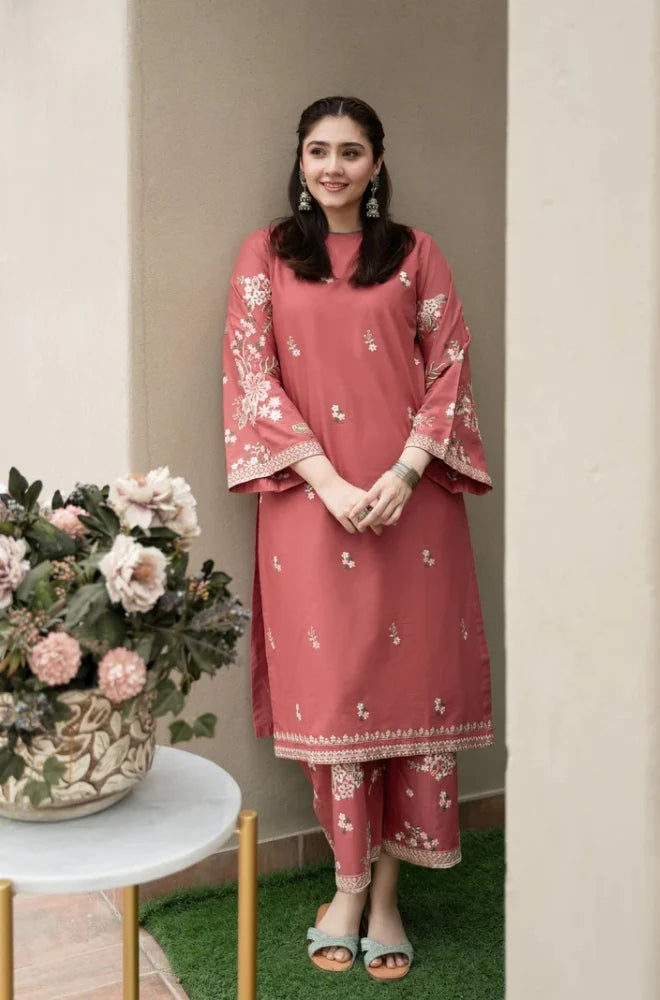 Urge - 2PC Unstitched dhanak Embroidered Shirt with dhanak Embroidered Trousers - RC 1144