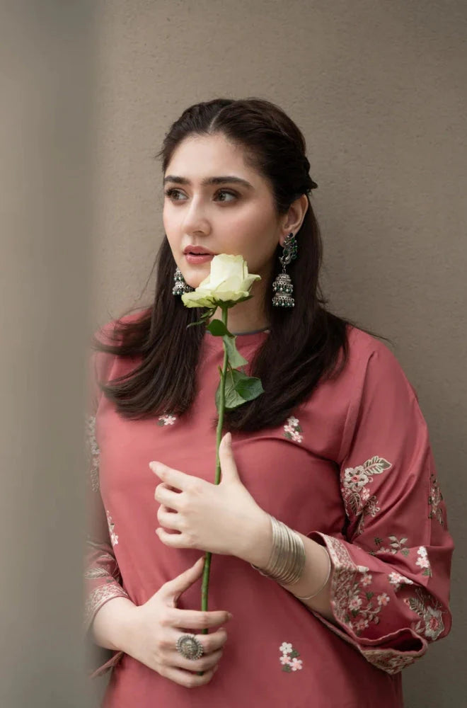 Urge - 2PC Unstitched dhanak Embroidered Shirt with dhanak Embroidered Trousers - RC 1144