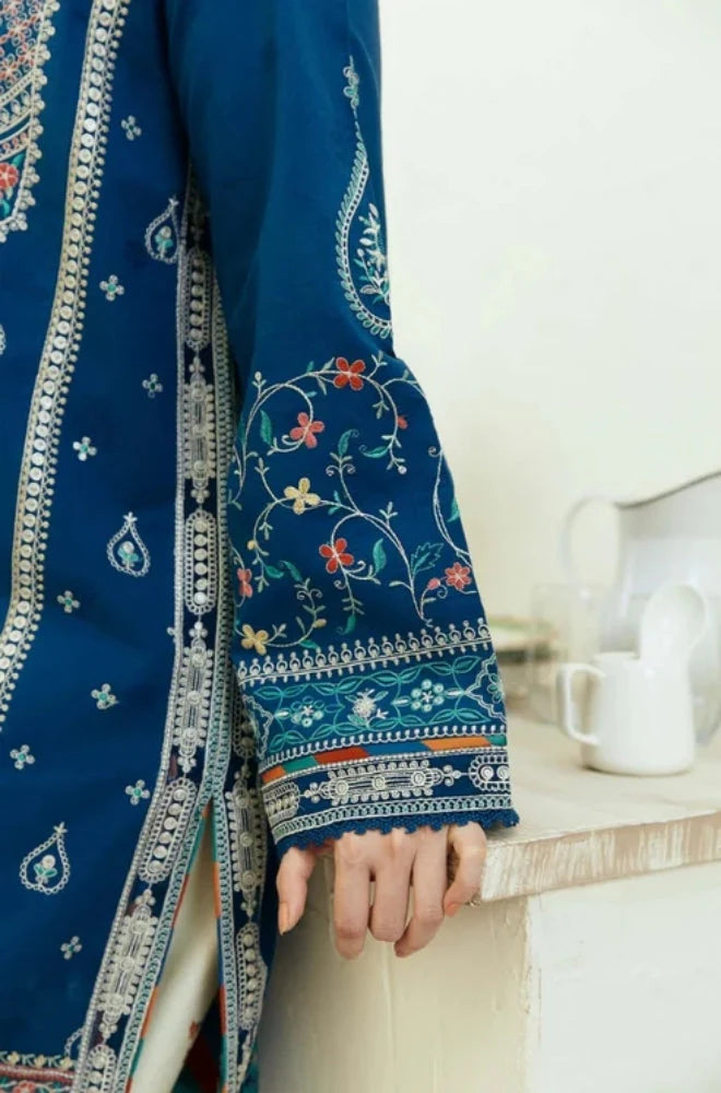 Zara Shah Jahan - 3PC Unstitched Dhanak Embroidered Shirt with Digital Printed Shawl and Embroidered Trousers - RC 1147