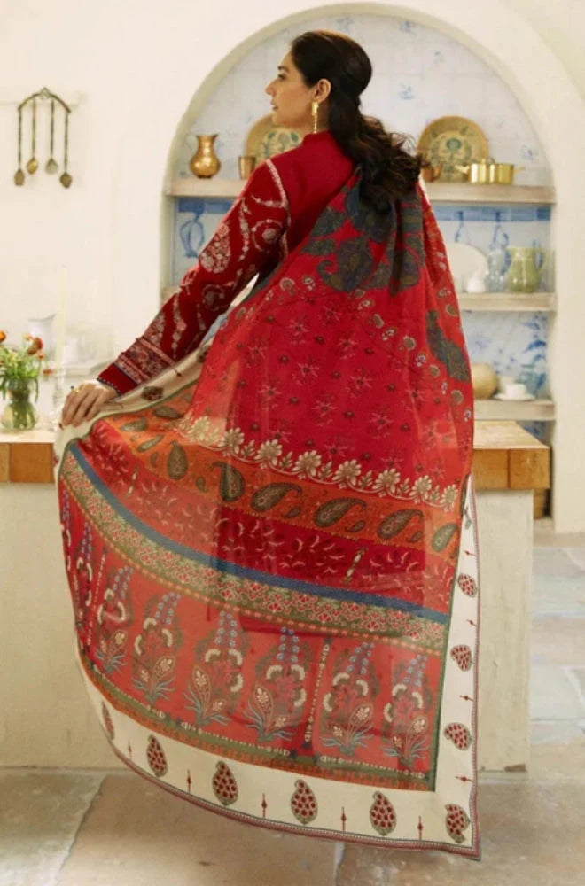Zara Shah Jahan - 3PC Unstitched Dhanak Embroidered Shirt with Digital Printed shawl and Embroidered Trouser - RC 1148