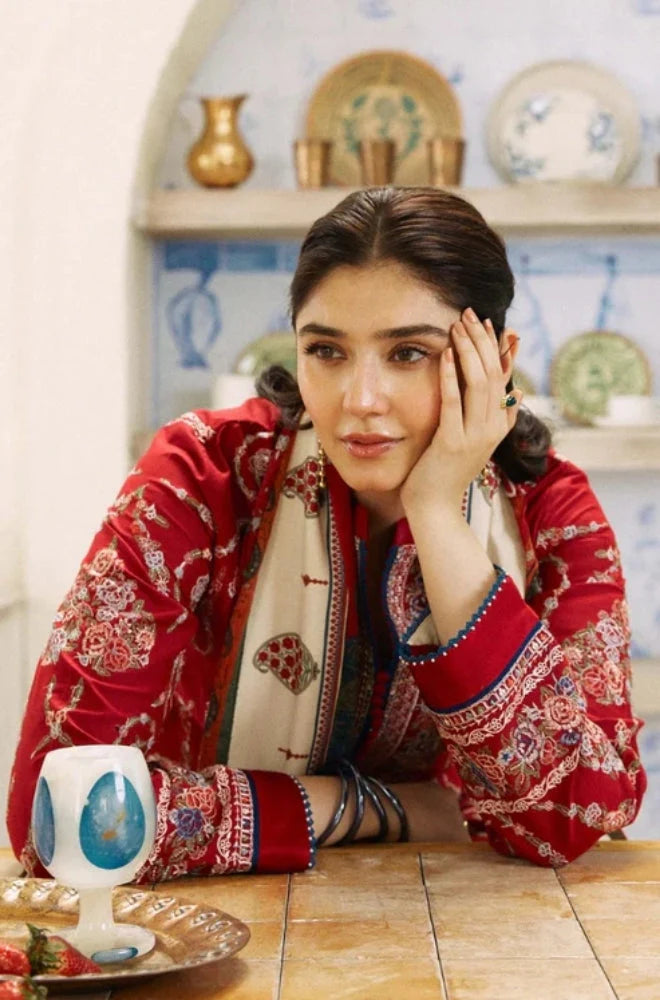 Zara Shah Jahan - 3PC Unstitched Dhanak Embroidered Shirt with Digital Printed shawl and Embroidered Trouser - RC 1148