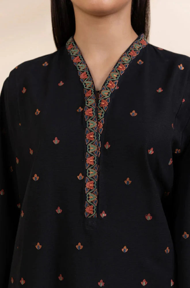 Sapphire - 3PC Unstitched Khaddar Embroidered Front with Digital Printed Shawl and Plain Trouser - RC 1149
