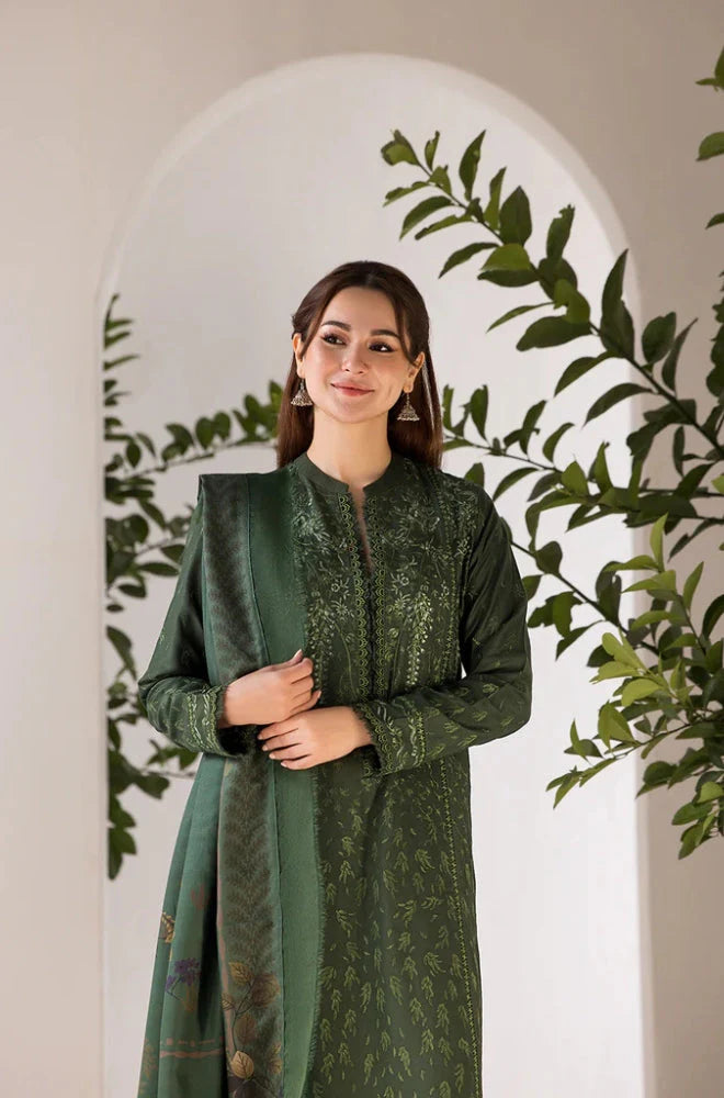 Sobia Nazir - 3PC Unstitched Dhanak Embroidered Shirt with Printed Shawl - RC 1150