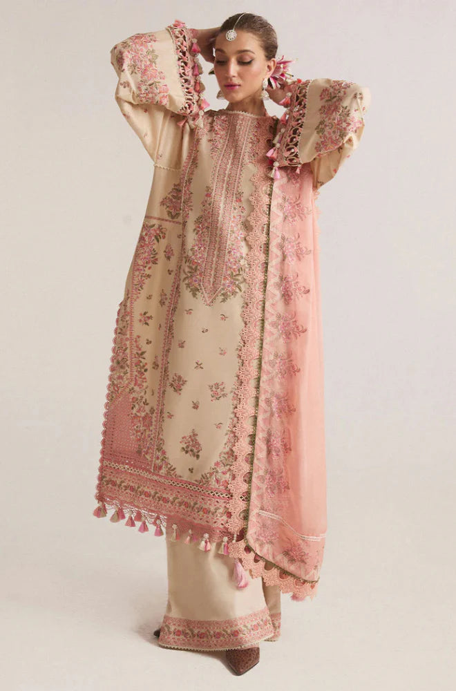 Hussain Rehar - 3PC Unstitched Dhanak Embroidered Shirt with Digital Printed shawl and Embroidered Trouser - RC 1151