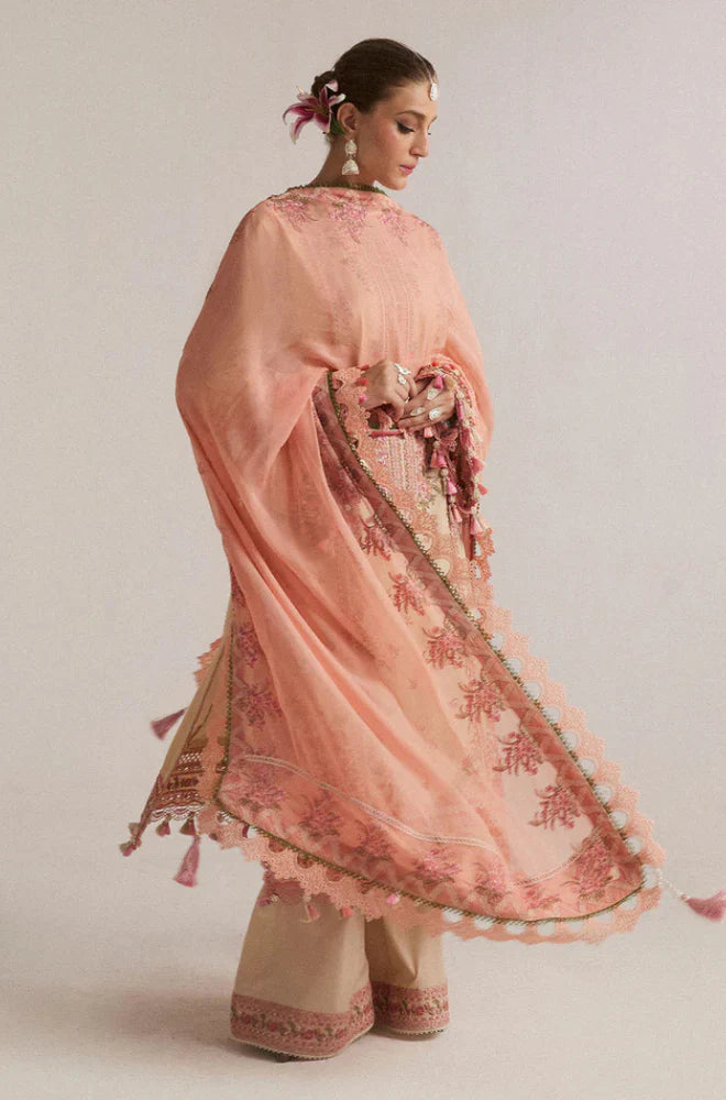 Hussain Rehar - 3PC Unstitched Dhanak Embroidered Shirt with Digital Printed shawl and Embroidered Trouser - RC 1151
