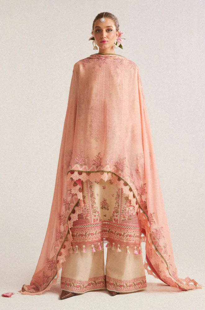 Hussain Rehar - 3PC Unstitched Dhanak Embroidered Shirt with Digital Printed shawl and Embroidered Trouser - RC 1151