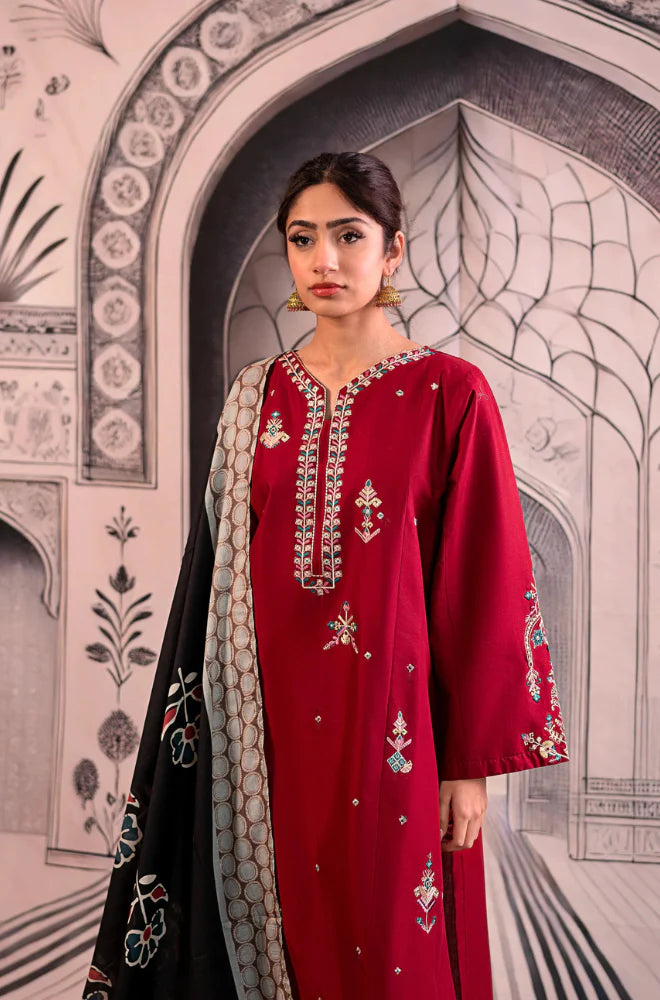 Urge- 3PC Unstitched Dhanak Embroidered Shirt with Digital Printed shawl and Embroidered Trouser - RC 1153