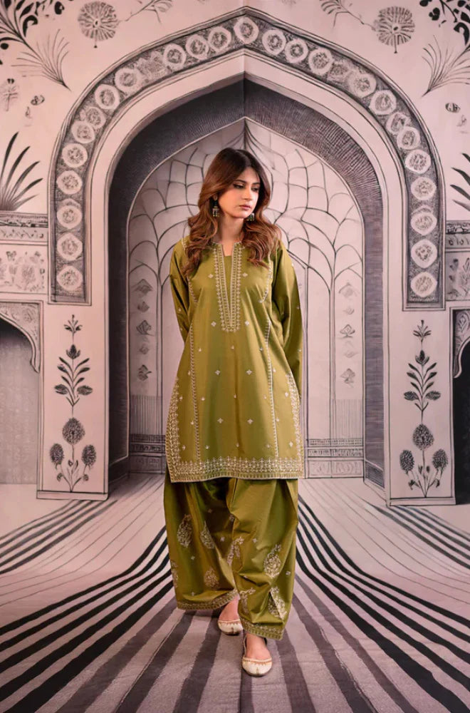 Urge- 3PC Unstitched Dhanak Embroidered Shirt with Digital Printed shawl and Embroidered Trouser - RC 1154
