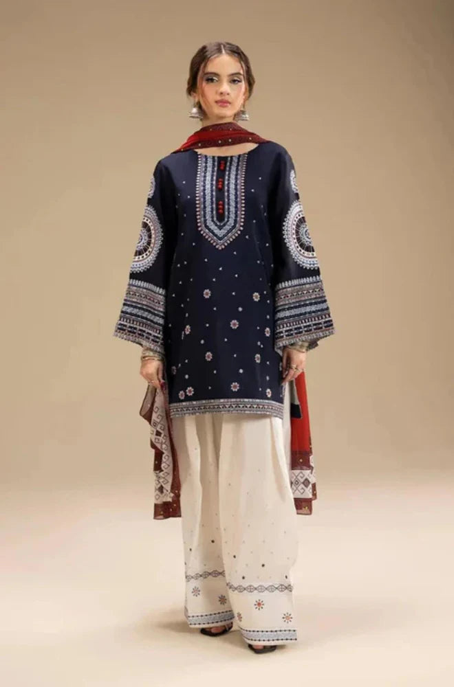 Jazmin- 3PC Unstitched Dhanak Embroidered Shirt with Digital Printed shawl and Embroidered Trouser - RC 1156
