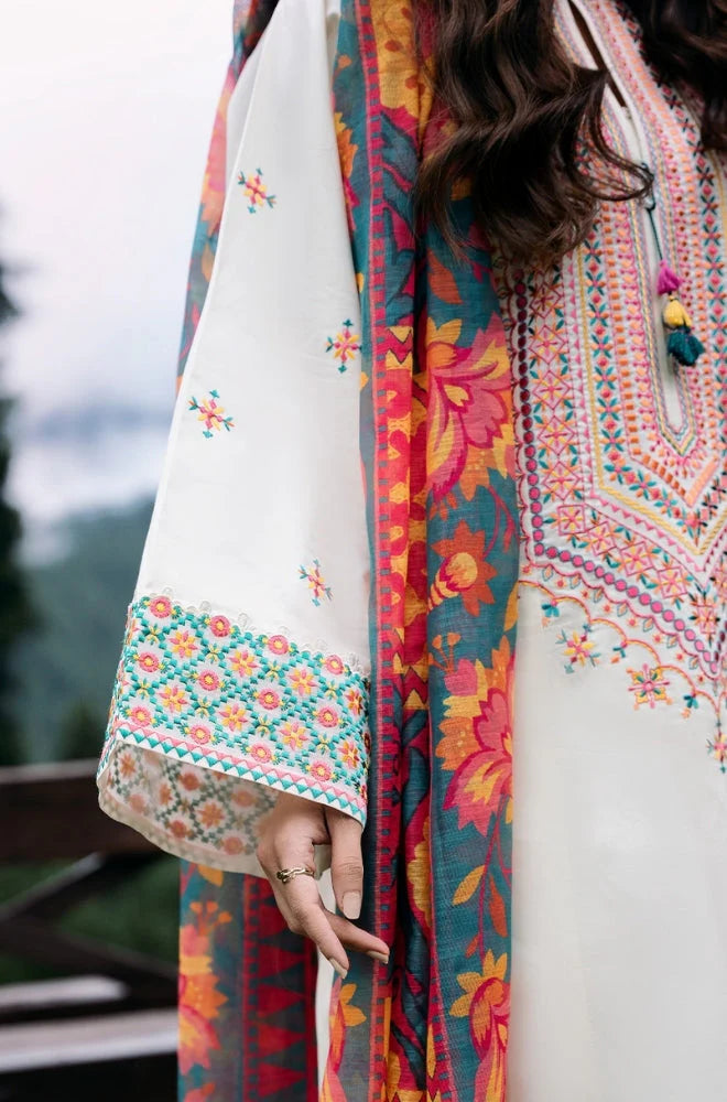 Sapphire - 3 PC Unstitched Khaddar Embroidered Shirt with Printed Shawl and Trouser - RC 1101
