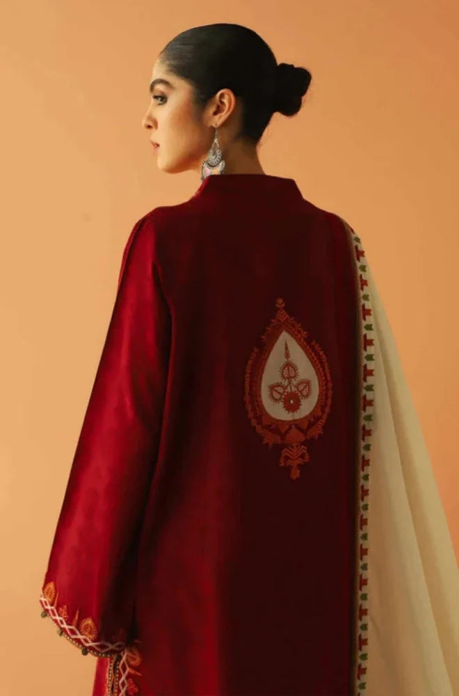 Zara Shah Jahan - 3PC Unstitched Dhanak Embroidered Shirt with Embroidered Dhanak Shawl and Trouser - RC 1106