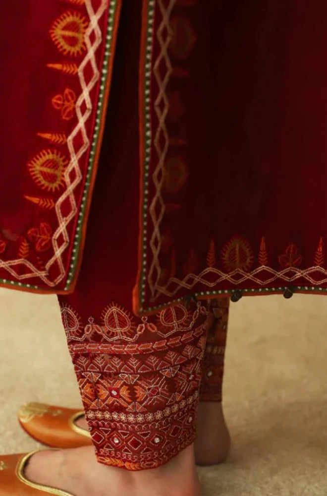 Zara Shah Jahan - 3PC Unstitched Dhanak Embroidered Shirt with Embroidered Dhanak Shawl and Trouser - RC 1106