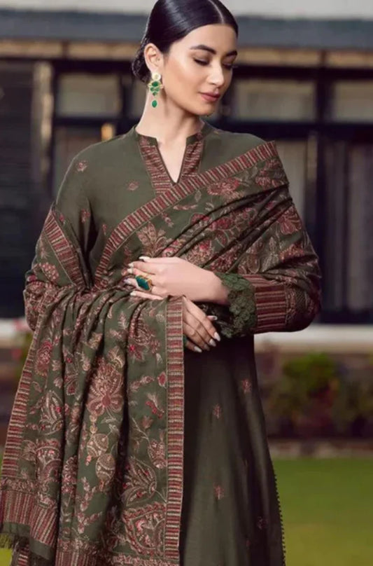 Embroidered Dhanak Unstitched 3PC Set - RC 1169