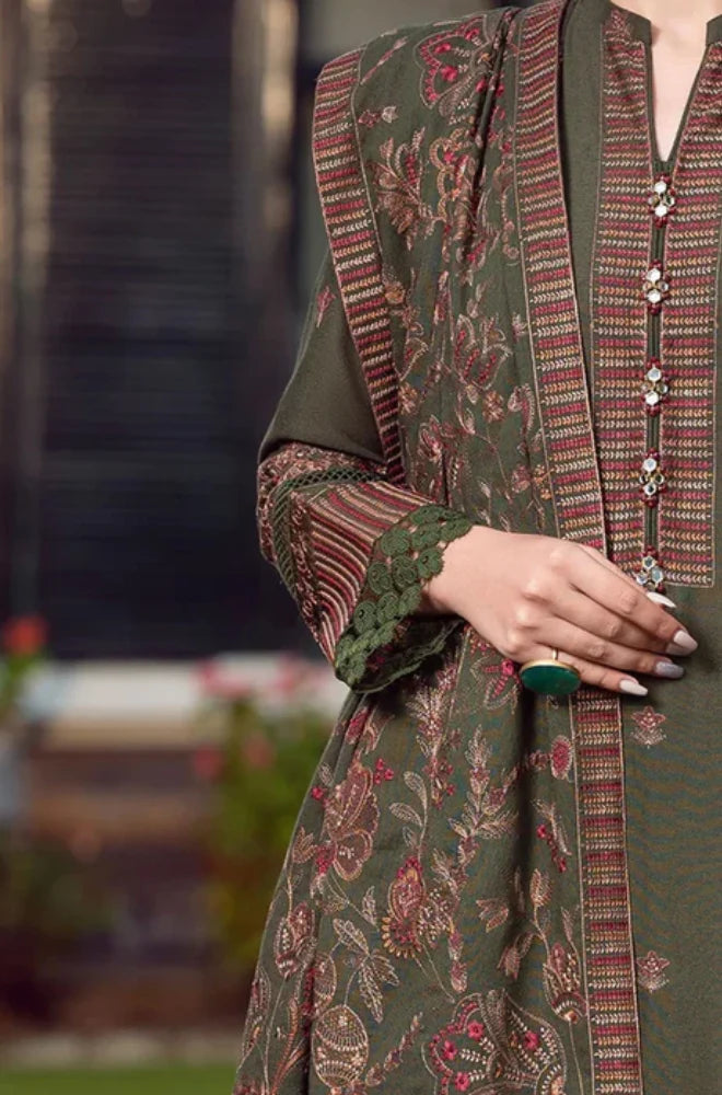 Embroidered Dhanak Unstitched 3PC Set - RC 1169