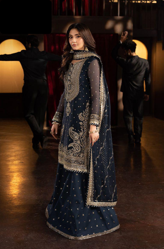 3PC Chiffon Embroidered Unstitched Collection - RC 1374