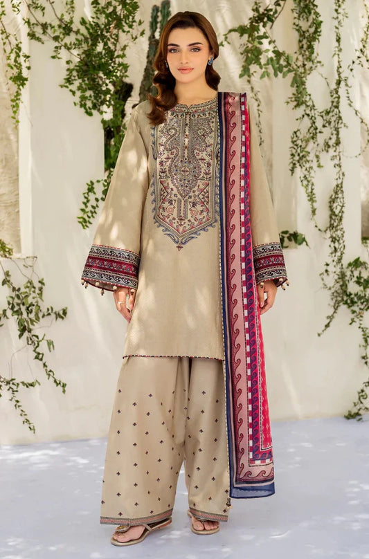 3PC Embroidered Suit On Dhanak - RC 1175