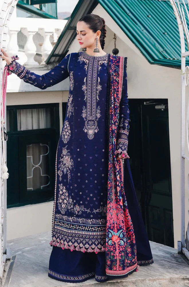 3PC Unstitched Dhanak Embroidered Shirt with coterie Shawl - RC 1184