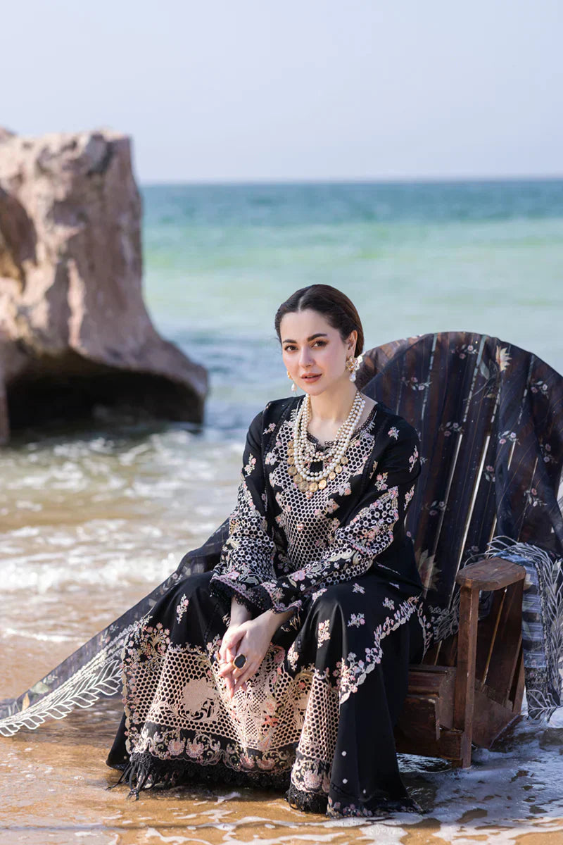 Qalamkaar - 3PC Unstitched Lawn Heavy Embroidered Shirt with Print Embroidered Slub Net Dupatta - RC 1020