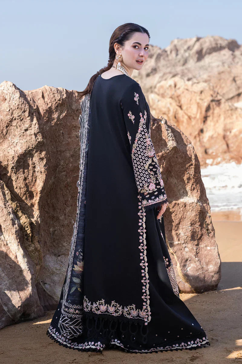 Qalamkaar - 3PC Unstitched Lawn Heavy Embroidered Shirt with Print Embroidered Slub Net Dupatta - RC 1020