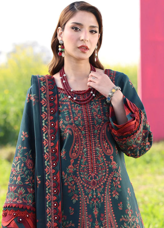 3 piece Embroided lawn shirt with Embroided ready to wear Dubatta and trousers - RC 1022