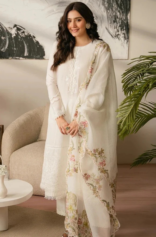 Cross Stitch - 3PC Unstitched Lawn Sequence Embroidered Shirt with Sequence Embroidered Khaddi Net Dupatta - RC 1005