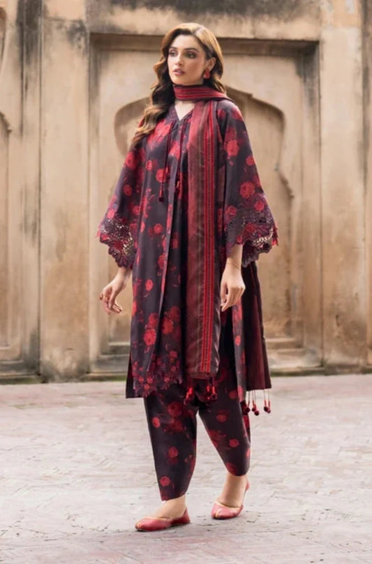3PC Unstitched Printed Khaddar Shirt with Printed Khaddar Dupatta and Same Printed Trouser - RC 1511