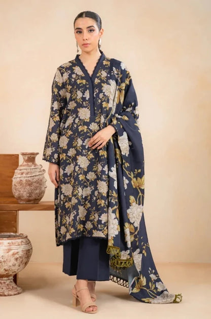 3PC Unstitched Printed Khaddar Shirt with Printed Khaddar Dupatta and Same Printed Trouser - RC 1512