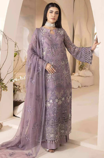 3PC Unstitched Chiffon Luxury Wedding Dress - RC 1313