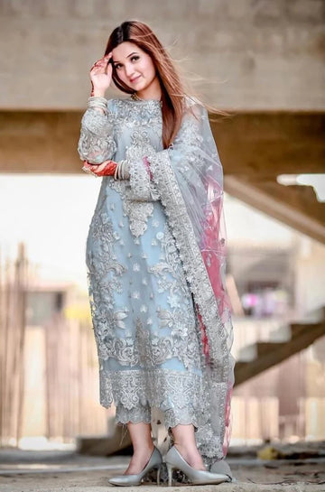 3PC UNSTITCHED LUXURY WEDDING DRESS  - RC 1314