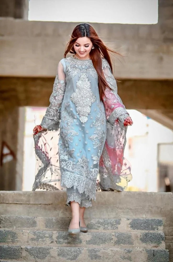 3PC UNSTITCHED LUXURY WEDDING DRESS  - RC 1314