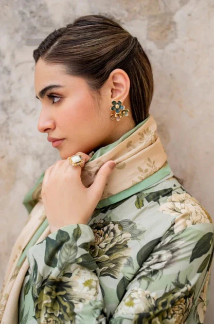 3PC Unstitched Printed Khaddar Shirt with Printed Khaddar Dupatta and Same Printed Trouser - RC 1514