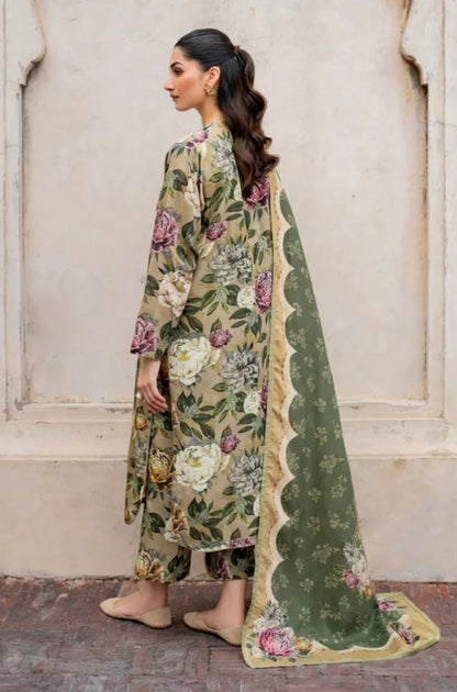 3PC Unstitched Printed Khaddar Shirt with Printed Khaddar Dupatta and Same Printed Trouser - RC 1515