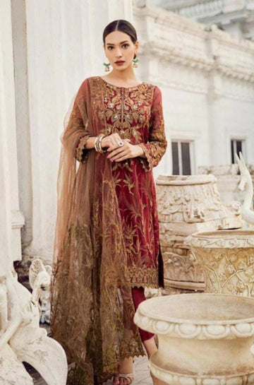 3PC Unstitched Chiffon Weeding Dress - RC 1316